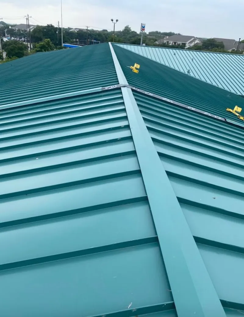 Green commercial metal roof ridge and valley for Metal Roof Repair in Ranson corporation